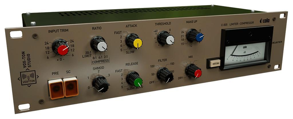 Cola C505 is a versatile limiter/compressor plugin that provides the distinctive controls of the original British discrete transistor hardware, which is well-known for adding punch on busses and individual tracks.