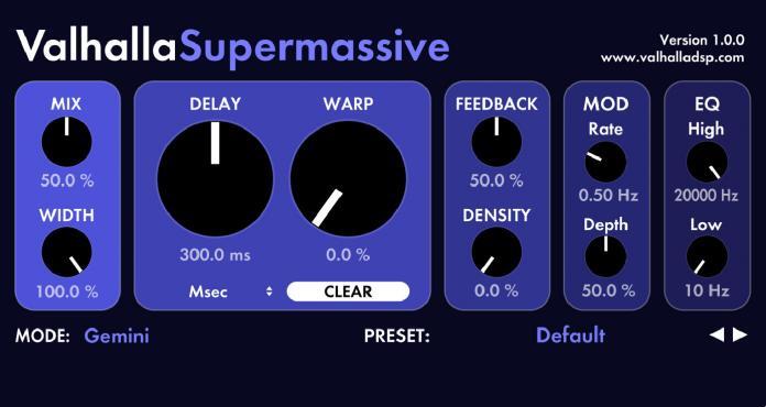 Free reverb from Valhalla, SUPERMASSIVE